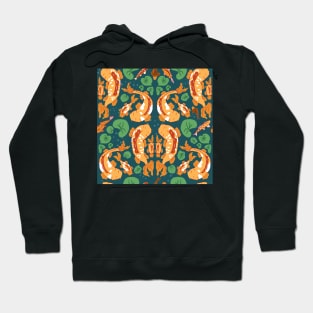 Complex swimming koi fish - yellow, orange, blue and green Hoodie